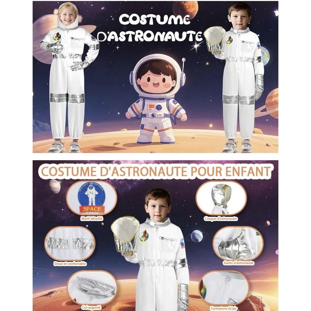 Astronaut Costume jumpsuit Gloves  Helmet NASA NWOT Halloween costume kids small